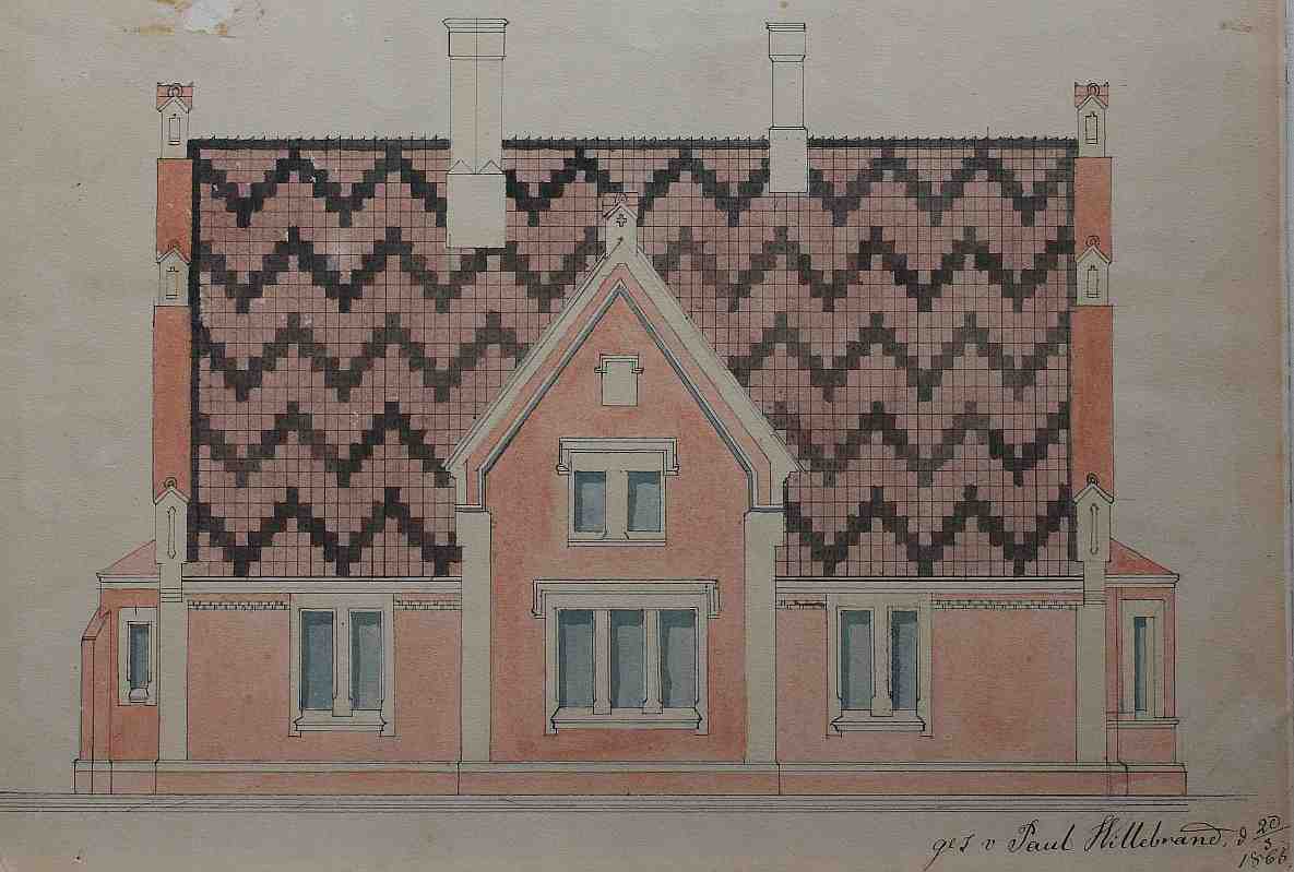 Zeichnung eines Landarbeiterhauses